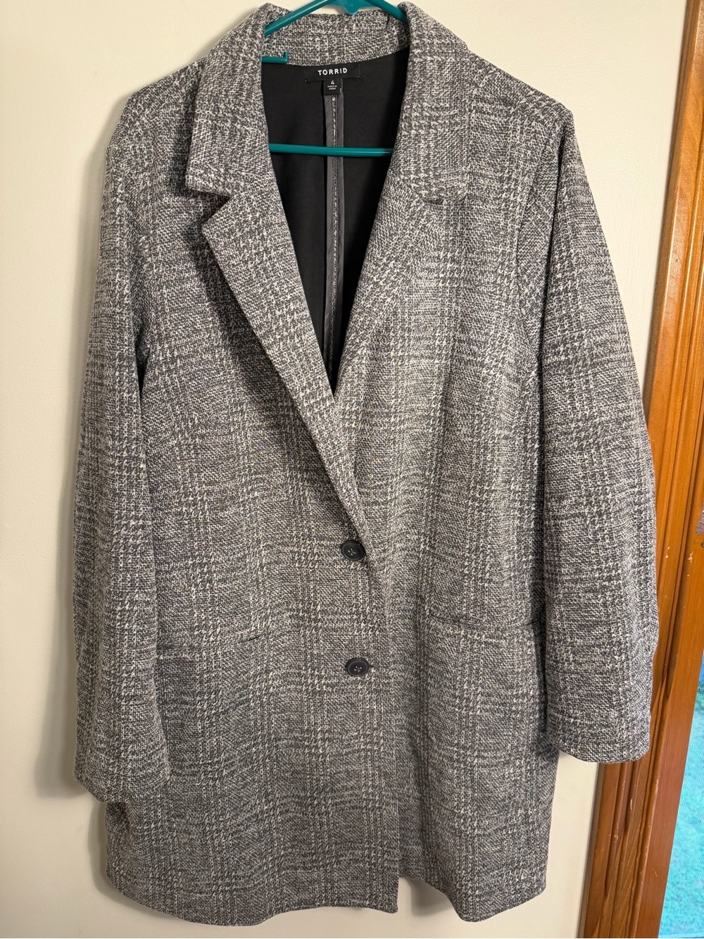 torrid Gray Plaid Single-Breasted Long Blazer Size 4X